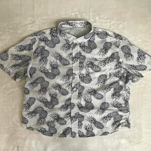 Banana Republic Pineapple Button Up Men's M Slim Fit Organic Cotton Swing Cruise